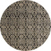 Round Machine Washable Abstract Light French Beige Brown Rug, wshabs5218