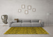 Machine Washable Abstract Yellow Modern Rug in a Living Room, wshabs5218yw