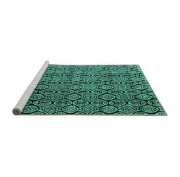Sideview of Machine Washable Abstract Turquoise Modern Area Rugs, wshabs5218turq