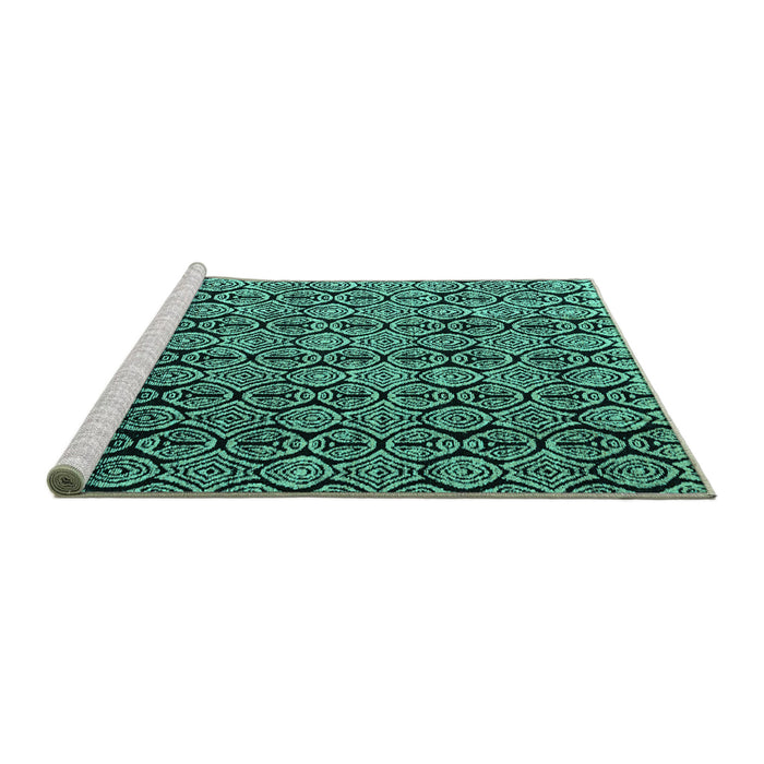 Sideview of Machine Washable Abstract Turquoise Modern Area Rugs, wshabs5218turq