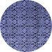 Round Abstract Blue Modern Rug, abs5218blu