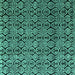 Square Abstract Turquoise Modern Rug, abs5218turq