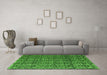 Machine Washable Abstract Green Modern Area Rugs in a Living Room,, wshabs5218grn