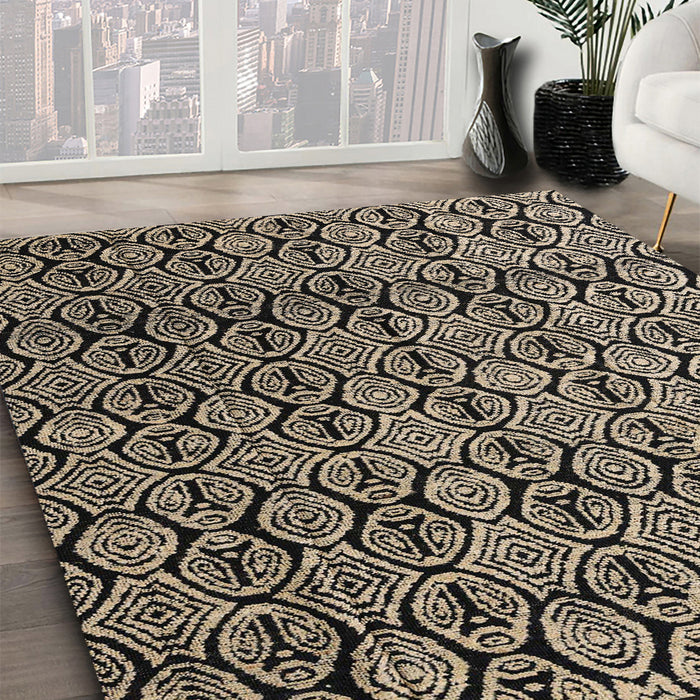 Abstract Light French Beige Brown Modern Rug in Family Room, abs5218