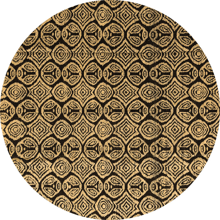 Round Machine Washable Abstract Brown Modern Rug, wshabs5218brn