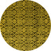 Round Machine Washable Abstract Yellow Modern Rug, wshabs5218yw