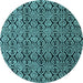 Round Abstract Light Blue Modern Rug, abs5218lblu