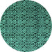 Round Abstract Turquoise Modern Rug, abs5218turq