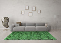 Machine Washable Abstract Emerald Green Modern Rug, wshabs5218emgrn