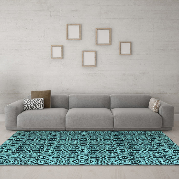 Machine Washable Abstract Light Blue Modern Rug in a Living Room, wshabs5218lblu