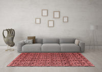 Machine Washable Abstract Red Modern Rug, wshabs5218red