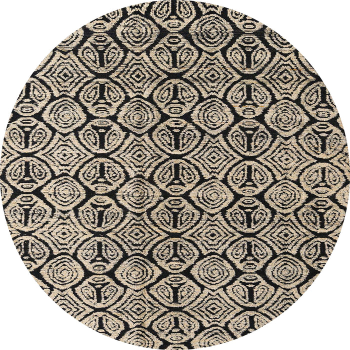 Round Machine Washable Abstract Dark Coffee Brown Rug, wshabs5219