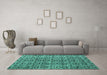 Machine Washable Abstract Turquoise Modern Area Rugs in a Living Room,, wshabs5219turq