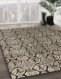 Abstract Dark Coffee Brown Modern Rug, abs5219