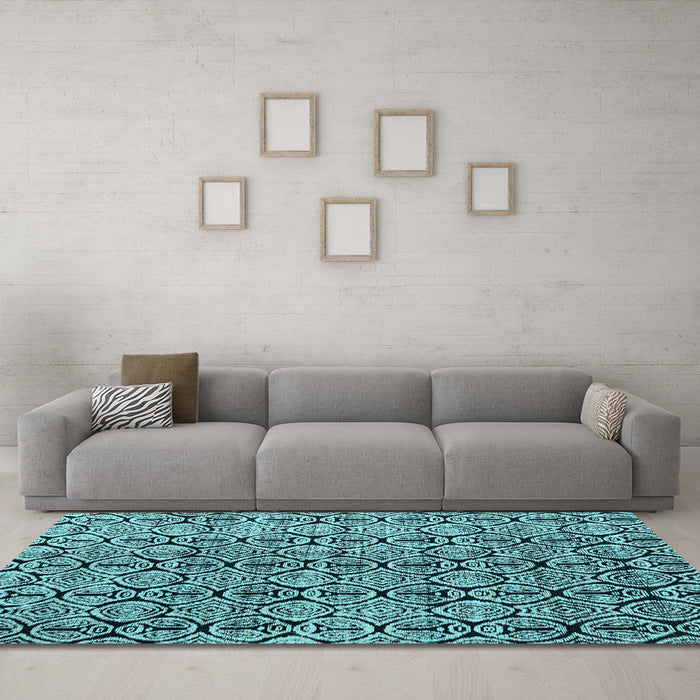 Machine Washable Abstract Light Blue Modern Rug in a Living Room, wshabs5219lblu