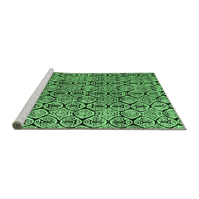 Sideview of Machine Washable Abstract Emerald Green Modern Area Rugs, wshabs5219emgrn