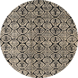 Round Abstract Dark Coffee Brown Modern Rug, abs5219