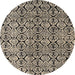 Round Abstract Dark Coffee Brown Modern Rug, abs5219