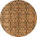 Round Machine Washable Abstract Orange Modern Area Rugs, wshabs5219org