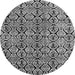 Round Machine Washable Abstract Gray Modern Rug, wshabs5219gry