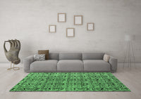 Machine Washable Abstract Emerald Green Modern Rug, wshabs5219emgrn