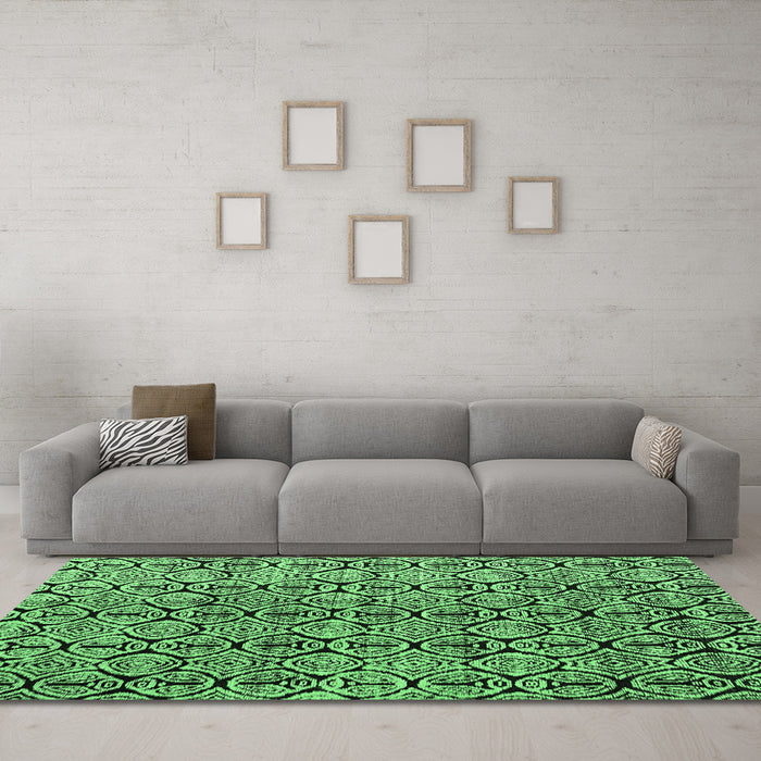 Machine Washable Abstract Emerald Green Modern Area Rugs in a Living Room,, wshabs5219emgrn