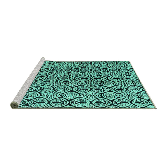 Sideview of Machine Washable Abstract Turquoise Modern Area Rugs, wshabs5219turq