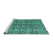 Sideview of Machine Washable Abstract Turquoise Modern Area Rugs, wshabs5219turq