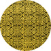 Round Abstract Yellow Modern Rug, abs5219yw