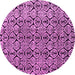 Round Machine Washable Abstract Pink Modern Rug, wshabs5219pnk