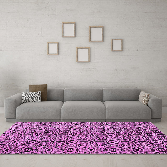 Machine Washable Abstract Pink Modern Rug in a Living Room, wshabs5219pnk