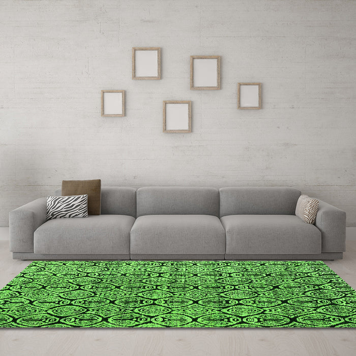 Machine Washable Abstract Green Modern Area Rugs in a Living Room,, wshabs5219grn