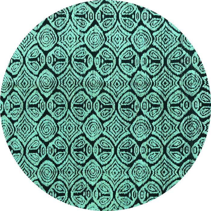 Round Abstract Turquoise Modern Rug, abs5219turq