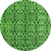 Round Machine Washable Abstract Green Modern Area Rugs, wshabs5219grn