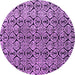 Round Machine Washable Abstract Purple Modern Area Rugs, wshabs5219pur