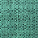 Square Machine Washable Abstract Turquoise Modern Area Rugs, wshabs5219turq