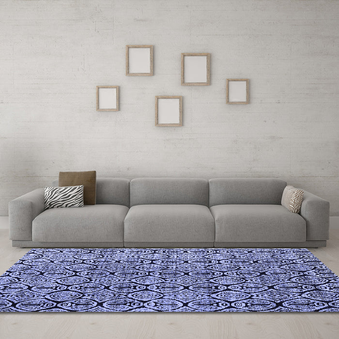 Machine Washable Abstract Blue Modern Rug in a Living Room, wshabs5219blu