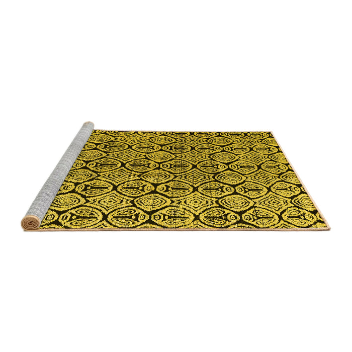 Sideview of Machine Washable Abstract Yellow Modern Rug, wshabs5219yw