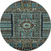 Round Machine Washable Abstract Light Blue Modern Rug, wshabs521lblu