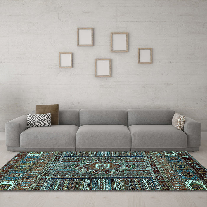 Machine Washable Abstract Light Blue Modern Rug in a Living Room, wshabs521lblu