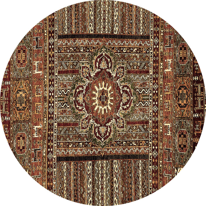 Round Abstract Brown Modern Rug, abs521brn