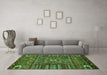 Machine Washable Abstract Green Modern Area Rugs in a Living Room,, wshabs521grn