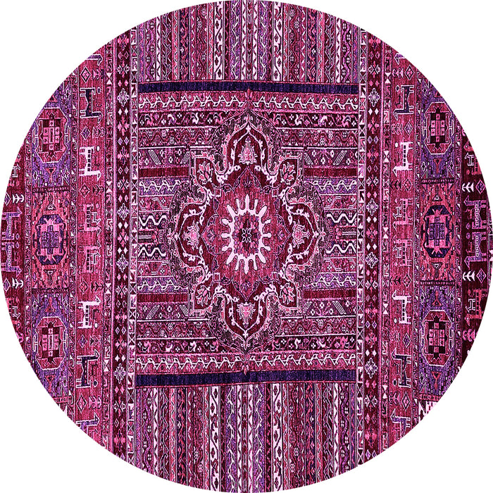 Round Machine Washable Abstract Pink Modern Rug, wshabs521pnk