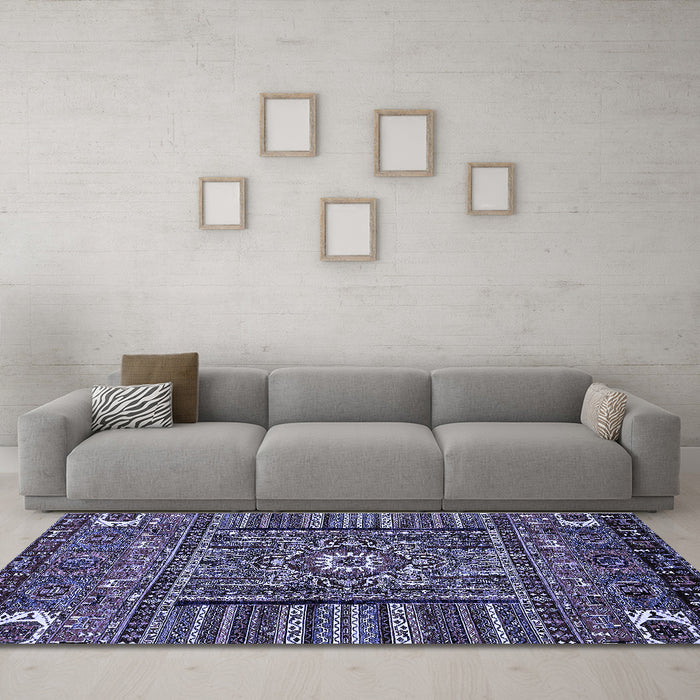 Machine Washable Abstract Blue Modern Rug in a Living Room, wshabs521blu