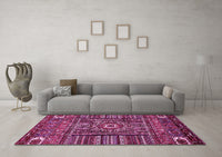 Machine Washable Abstract Pink Modern Rug, wshabs521pnk