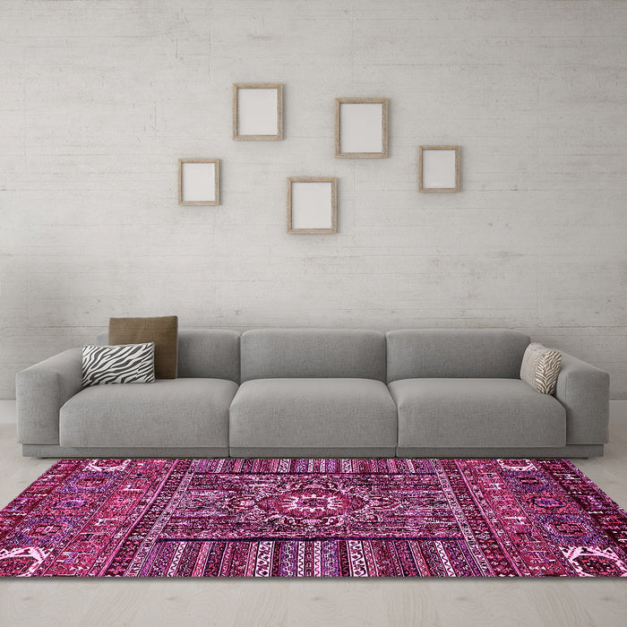Machine Washable Abstract Pink Modern Rug in a Living Room, wshabs521pnk