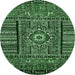 Round Abstract Emerald Green Modern Rug, abs521emgrn