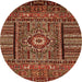 Round Machine Washable Abstract Orange Modern Area Rugs, wshabs521org