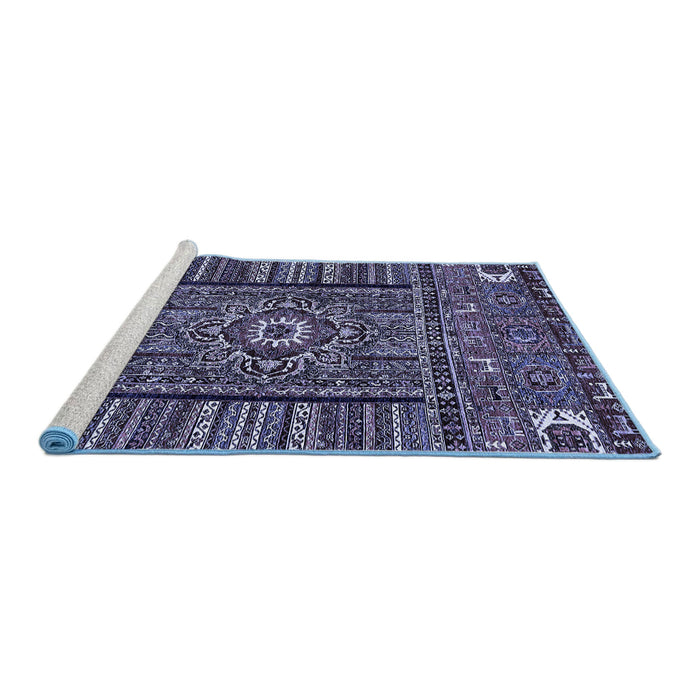 Sideview of Machine Washable Abstract Blue Modern Rug, wshabs521blu