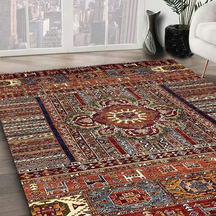 Machine Washable Abstract Red Rug in a Family Room, wshabs521